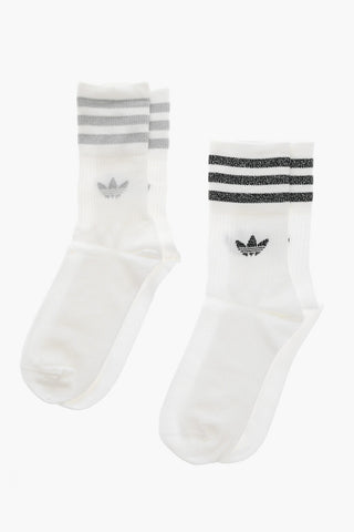 Set of 2 Pairs of Cotton Blend Socks with Lurex Details