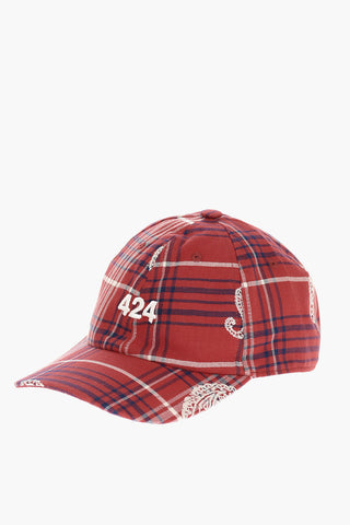 Cappello da Baseball a Quadri con Ricamo Logo