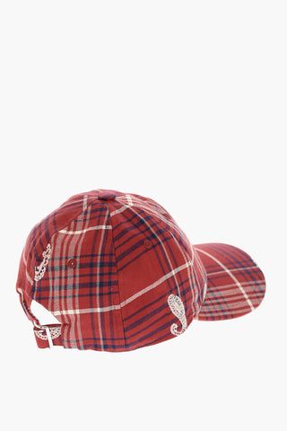 Cappello da Baseball a Quadri con Ricamo Logo