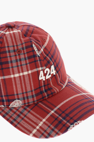 Cappello da Baseball a Quadri con Ricamo Logo