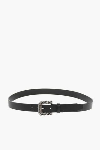 JEANS COUTURE Leather Belt with Studded Logo 30mm