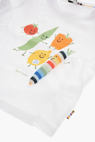 Printed Crew-neck T-Shirt with Embossed Detail