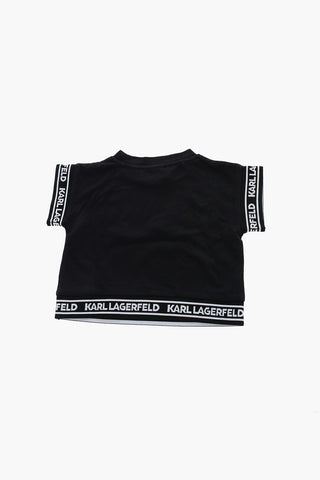 Crew-neck KARL AND CHOUPETTE T-Shirt with Logoed Bands