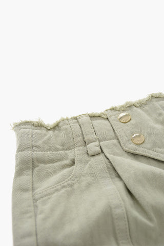 Shorts in Denim con Chiusura Frontale Asimmetrica
