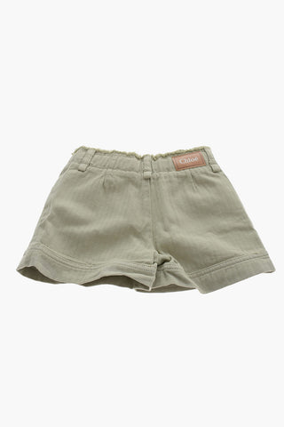 Shorts in Denim con Chiusura Frontale Asimmetrica