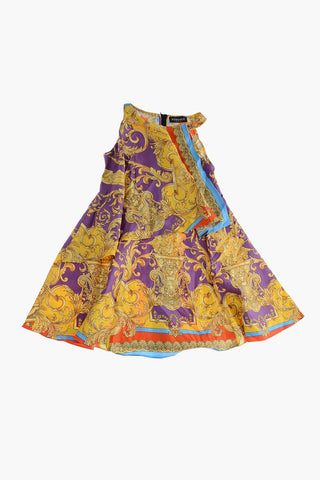 Baroque Motif Cold Shoulder Dress