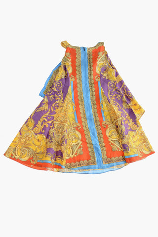 Baroque Motif Cold Shoulder Dress