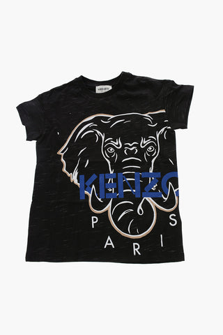 Crew-neck T-Shirt with Maxi Contrasting Print