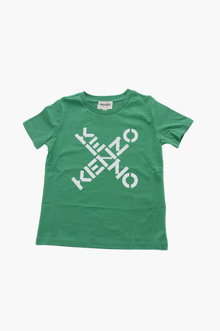 T-Shirt Girocollo con Stampa Logo a Contrasto