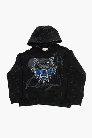 Brushed Cotton Hoodie with Tiger Crest Embroidery