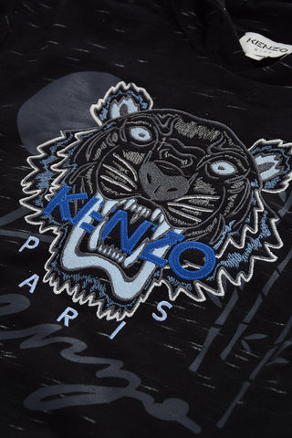 Brushed Cotton Hoodie with Tiger Crest Embroidery