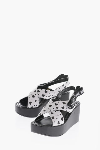 LOVE Sandali in Pelle con Cuori Stampati all-over 6.5cm