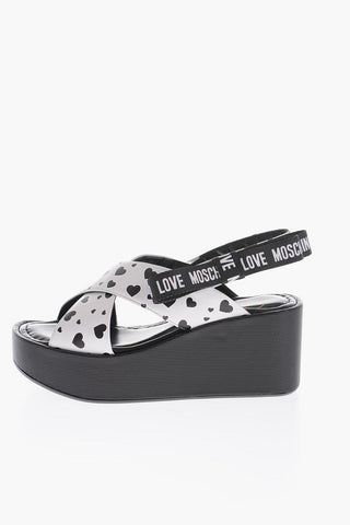 LOVE Sandali in Pelle con Cuori Stampati all-over 6.5cm