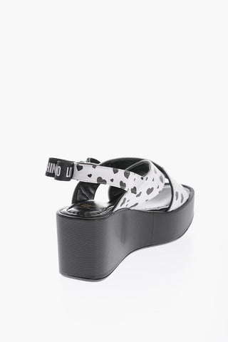 LOVE Sandali in Pelle con Cuori Stampati all-over 6.5cm
