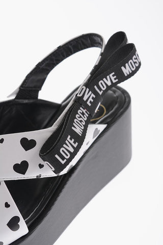 LOVE Sandali in Pelle con Cuori Stampati all-over 6.5cm