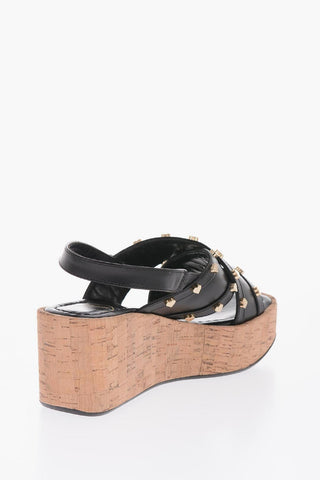 LOVE Leather Sandals with Heart-Shaped Studs 6.5cm