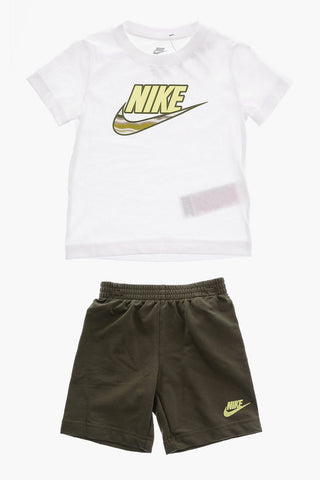 Drawstring Waist Shorts and Printed Crew-Neck T-shirt
