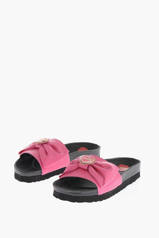 LOVE Faux Leather Sandals with Maxi Bow