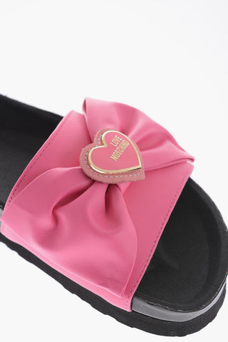LOVE Faux Leather Sandals with Maxi Bow