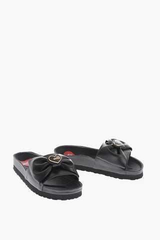 LOVE Faux Leather Sandals with Maxi Bow