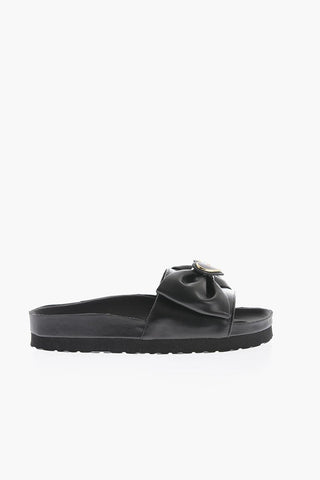 LOVE Faux Leather Sandals with Maxi Bow