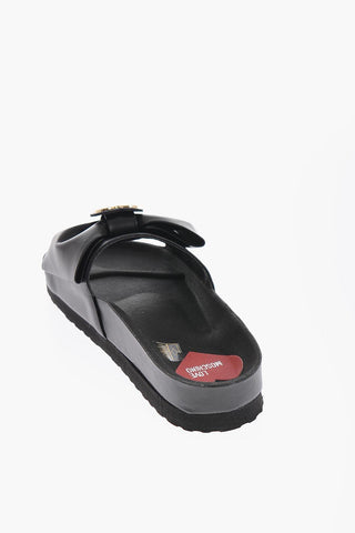 LOVE Faux Leather Sandals with Maxi Bow