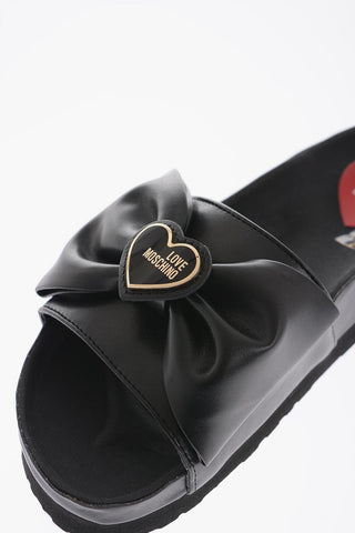 LOVE Faux Leather Sandals with Maxi Bow