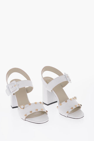 LOVE Sandali in Pelle con Borchie a Forma di Cuore 9cm
