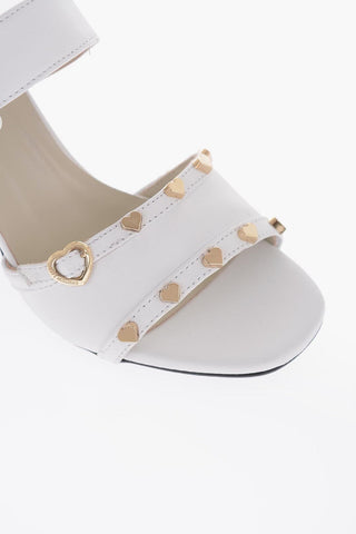 LOVE Sandali in Pelle con Borchie a Forma di Cuore 9cm