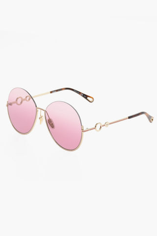 Oversized Round Sunglasses with Embellishment by Details Cut-Out