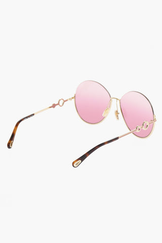 Oversized Round Sunglasses with Embellishment by Details Cut-Out