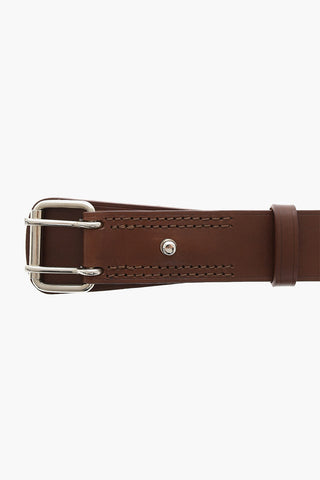 Leather Belt with Silver Buckle 40mm