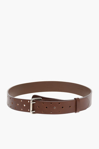 Leather Belt with Silver Buckle 40mm