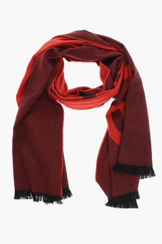 Wool and Cashmere Scarf with Embroidered Logo