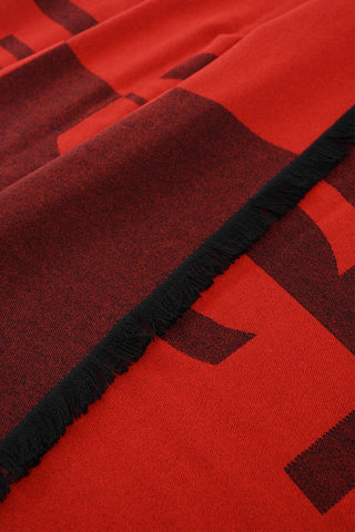 Wool and Cashmere Scarf with Embroidered Logo
