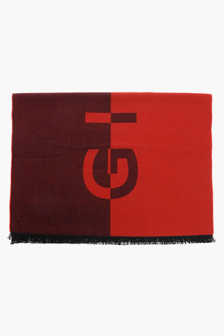 Wool and Cashmere Scarf with Embroidered Logo
