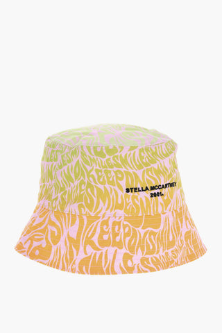 Cappello Bucket Effetto Sfumato con Ricamo Logo All-Over