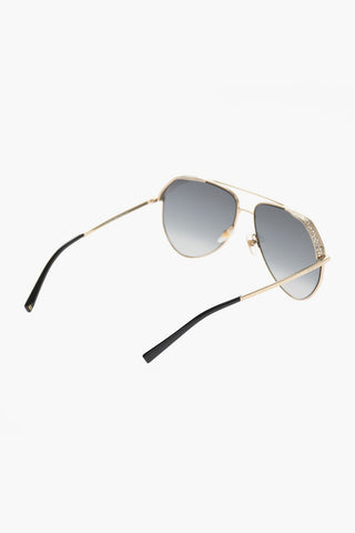 Aviator Sunglasses with Gradient Lenses and Rhinestone Decoration