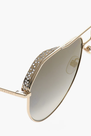 Aviator Sunglasses with Gradient Lenses and Rhinestone Decoration