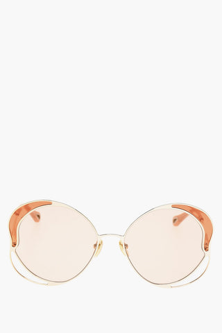 Oversize Sunglasses with Golden Effect Structure