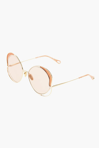 Oversize Sunglasses with Golden Effect Structure