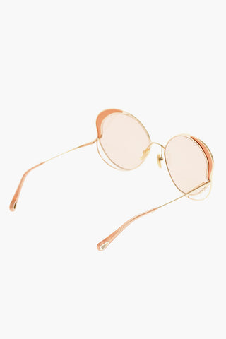 Oversize Sunglasses with Golden Effect Structure
