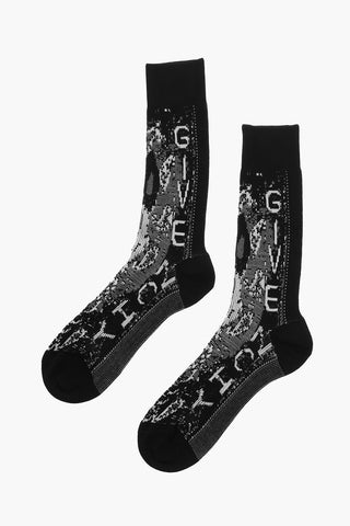 Long Socks with Embroidered Logo and Ribbed Trim