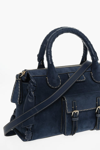 Borsa Handle Top in Suede con Maxi Tasca a Toppa
