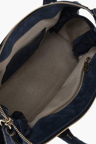 Borsa Handle Top in Suede con Maxi Tasca a Toppa