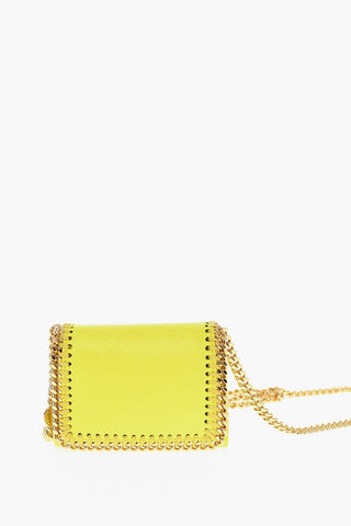 Faux Leather FALABELLA Card Holder with Golden Chain Shoulder Strap