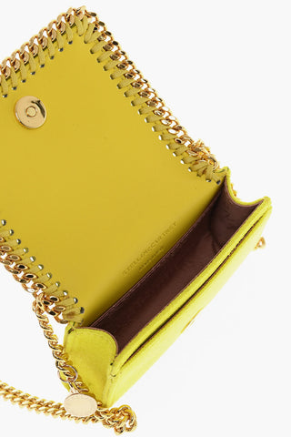Faux Leather FALABELLA Card Holder with Golden Chain Shoulder Strap