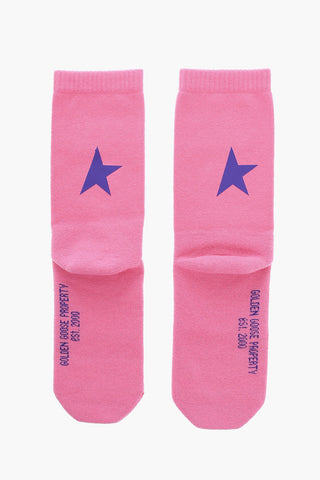 Cotton Blend Socks with Contrasting Logo