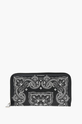 Embossed Paisley Motif Leather Wallet