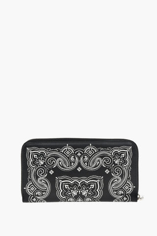 Embossed Paisley Motif Leather Wallet
